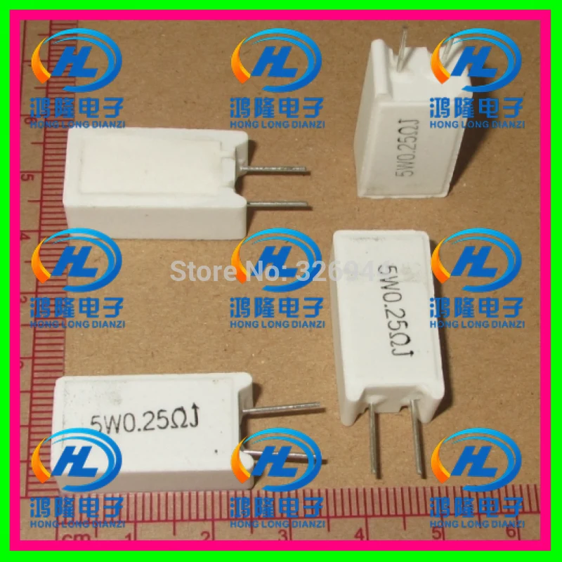 

(10pcs/lot) 5W 0.25 ohm +/-5% Vertical cement resistor / 5W 0.25 ohm 5% Cement resistance / 5W 0.25RJ Ceramic resistor