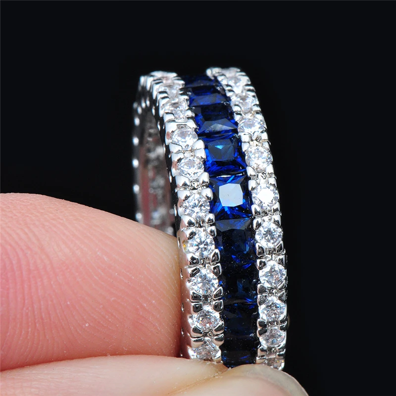 Женское Обручальное кольцо с голубым камнем 10 карат|ring band|ringband clip |