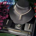 Женский комплект ювелирных изделий HIBRIDE, блестящий комплект из 4 предметов с фианитом для свадьбы, N-06