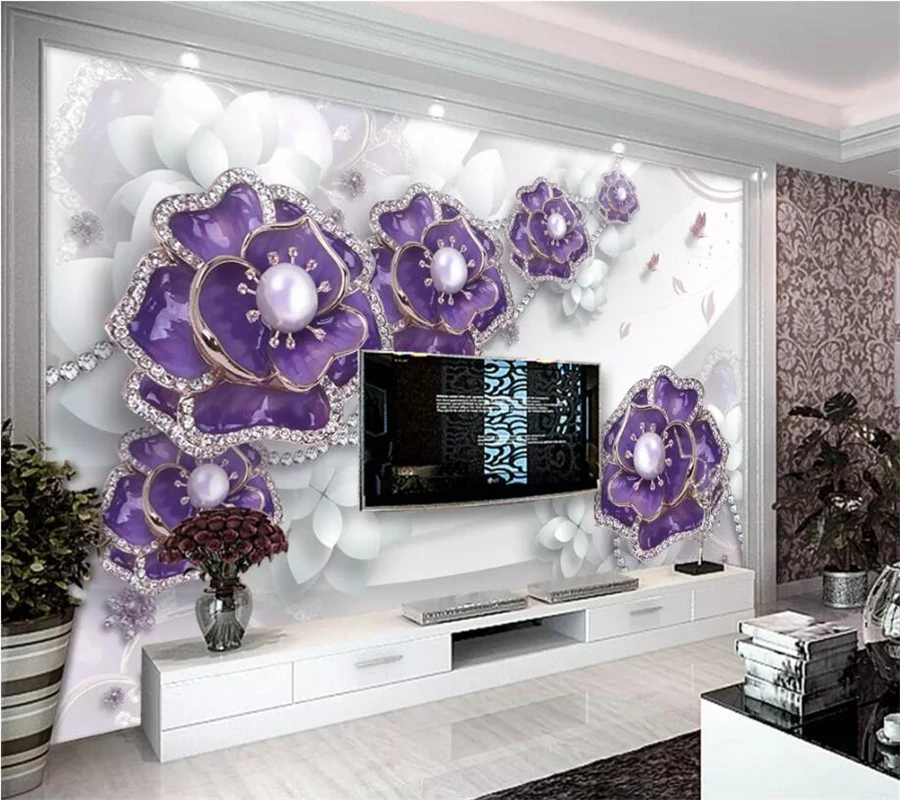 

wellyu papel de parede para quarto Custom wallpaper High-end exquisite three-dimensional flower jewelry wall papel parede