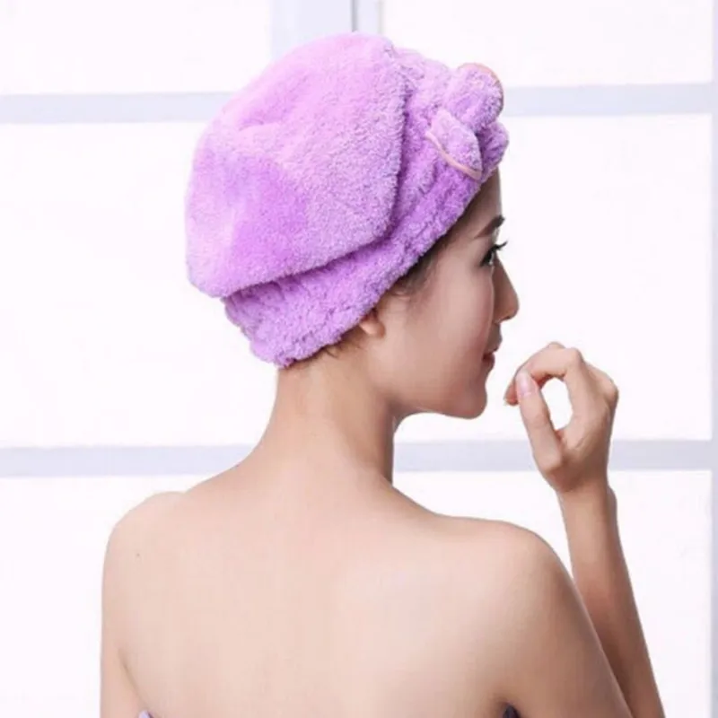 Микрофибра кораллового бархата сухая шапка для волос Абсорбирующая шапочка душа