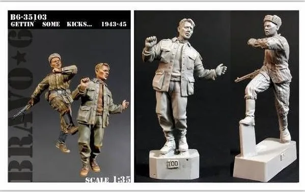 1/35 Scale WW2 модель из смолы Неокрашенная для пленных 2 человек|1/35 scale|resin model kitsmodel kit |