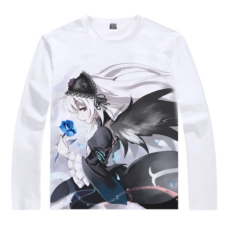 Аниме рубашка Coolprint Rozen Maiden футболки в разных стилях с длинным рукавом Suigintou Suiseiseki