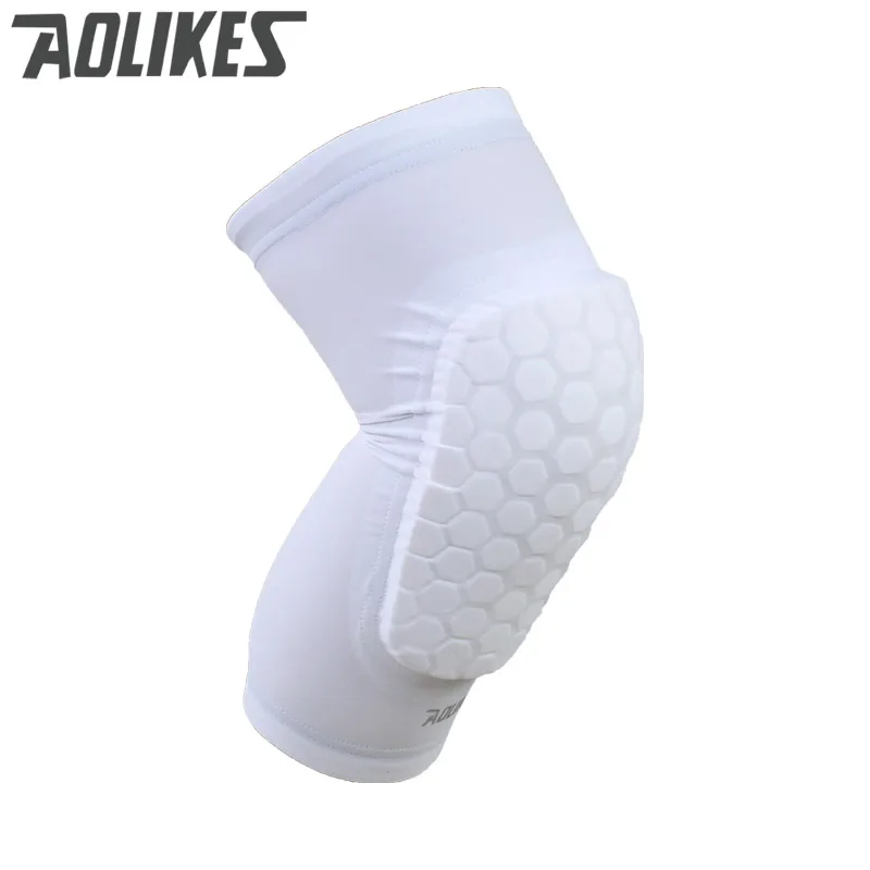 Aolikes 1 шт. сотовые спортивные защитные ленты волейбол баскетбольный наколенник Компрессионные носки наколенники бандаж защитные рукава - Цвет: White short