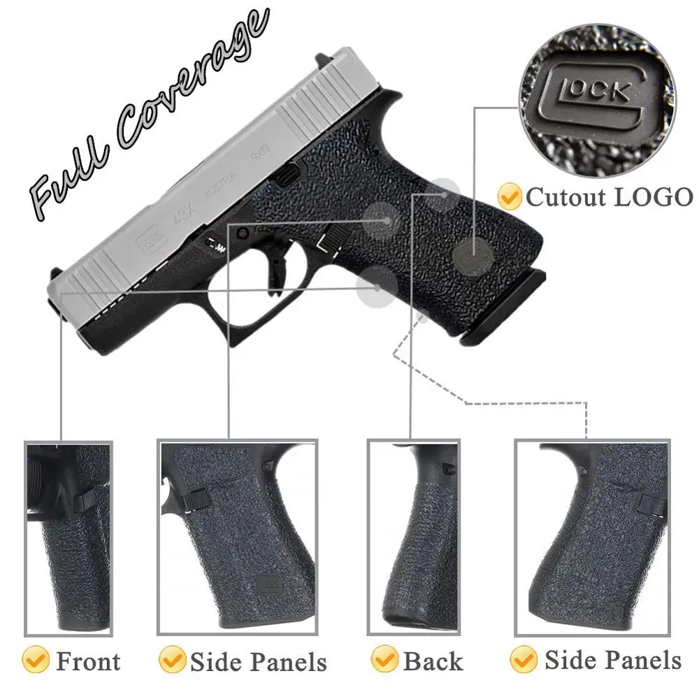 Клейкая лента для пистолета Glock 43 43X 48 резиновая текстура на заказ нескользящая |