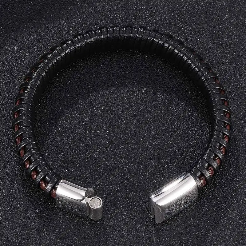 Модные мужские браслеты черный коричневый смешанный плетеный кожаный браслет из