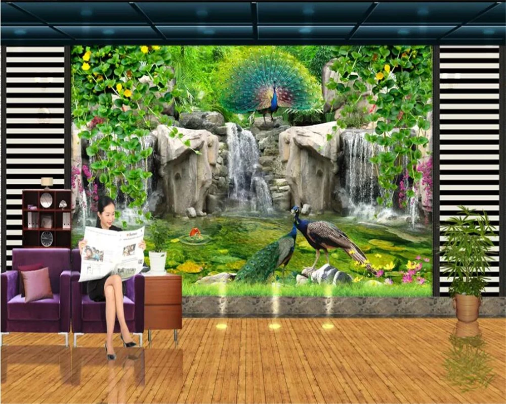Пользовательские 3d обои свежие искусственные горные павлиньи цветы vine 3D ТВ для