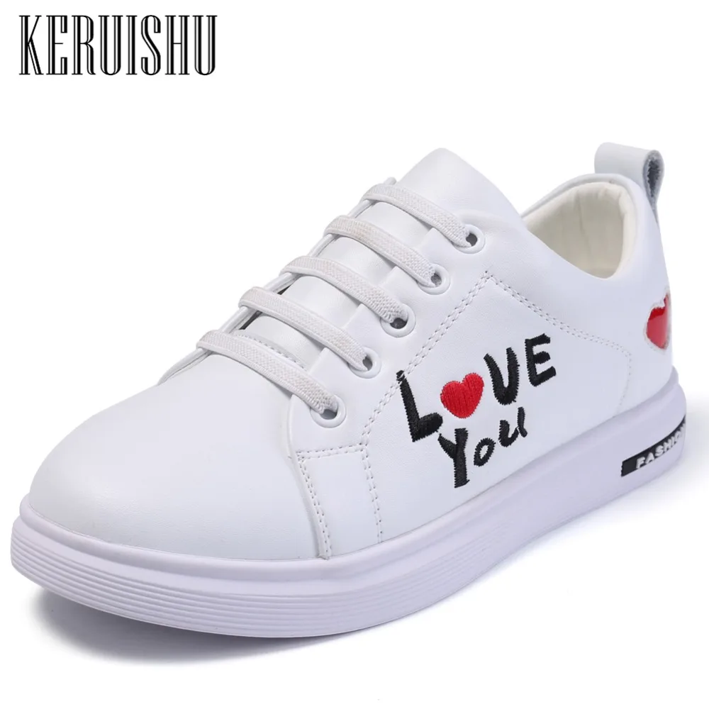 Keruishu Children's Casual Shoes Teenage Fashion Genuine Leather Sneakers For Kids White Wild Flat Boys Girls Unisex 32-37 | Детская