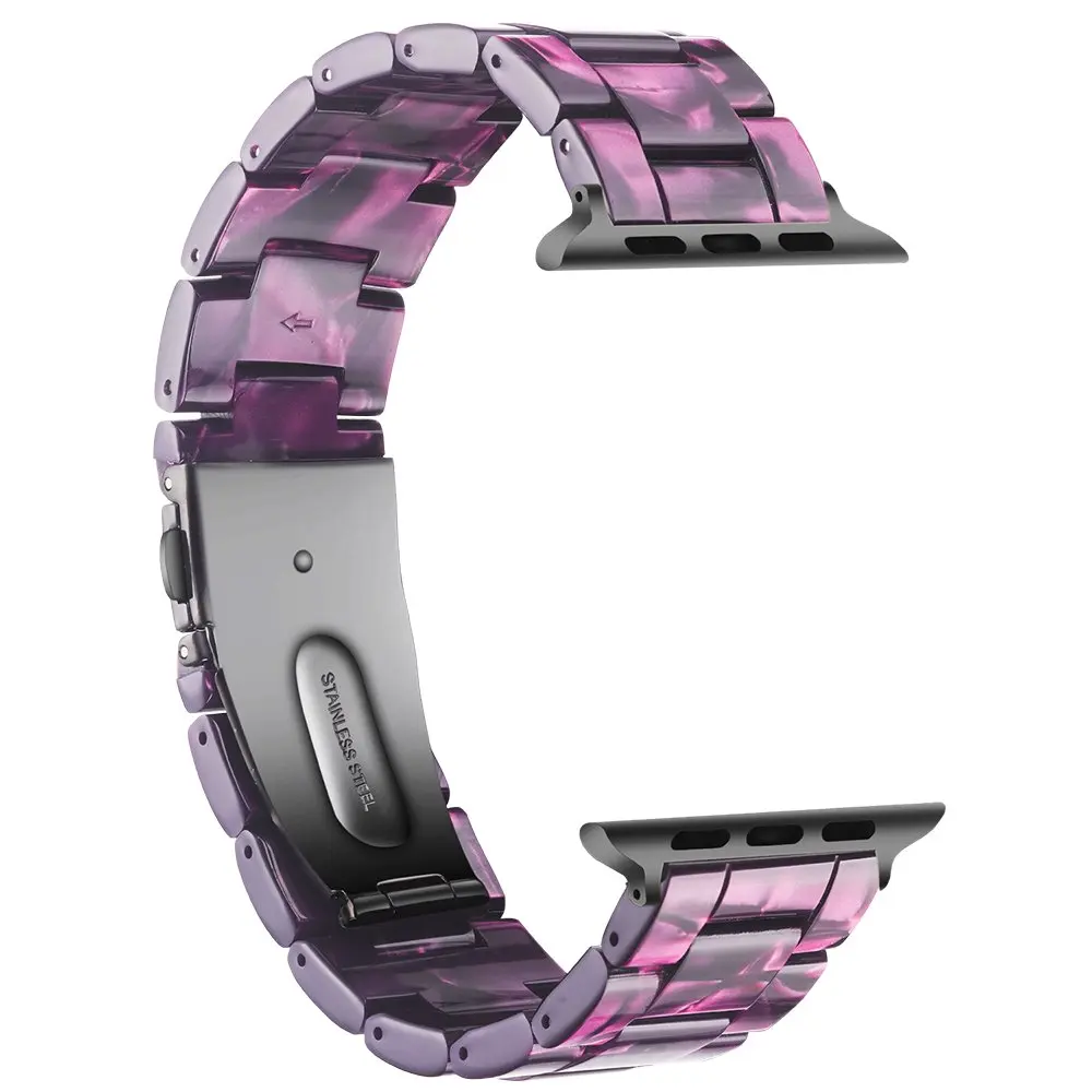 Ремешок для часов из смолы для Apple Watch, 38 мм, 42 мм, 40 мм, 44 мм, ремешок с пряжкой из нержавеющей стали, браслет для iWatch, серия 5, 4, 3, 2, 1