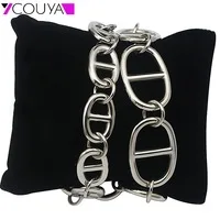 Fashion 316L Stainless Steel Cuff Bracelets and Bangles Silver Color Shiny Femininas Wide Big Bangles Hot Sale Bijoux For Women