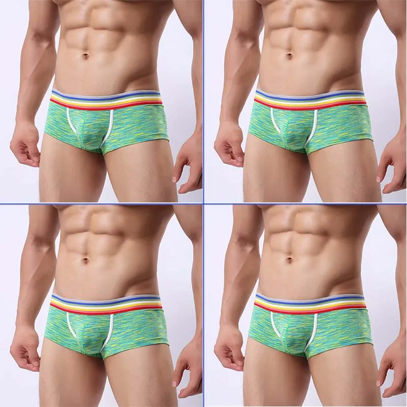 LOBEIOK мужские трусы боксеры 4 шт./партия мягкие трусы боксеры calzoncillos hombre трусы сексуальные L XL XXL XXXL размера плюс Мужское нижнее белье - Цвет: ZU009-4 green