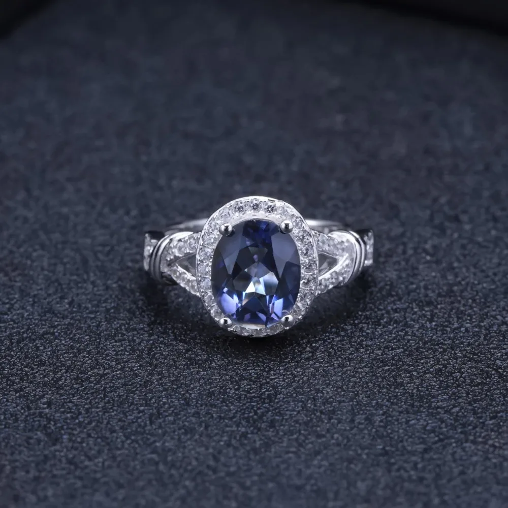 GEM'S BALLET 2.36Ct Овальный натуральный иолит Синий Мистический Кварц кольцо 925 пробы Серебряное кольцо с драгоценным камнем для женщин Свадебное ювелирное изделие