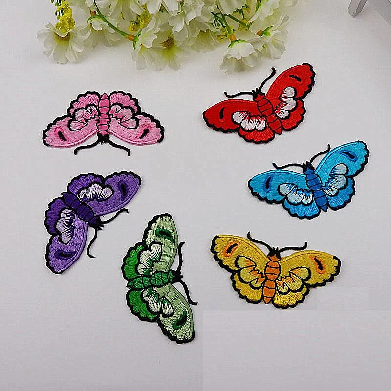 

YACKALASI Fancy Embroidered Flying Butterfly Iron On Trims 3D Animal Patches Butterfly Diy Material Costume Accessories 4*7.5cm