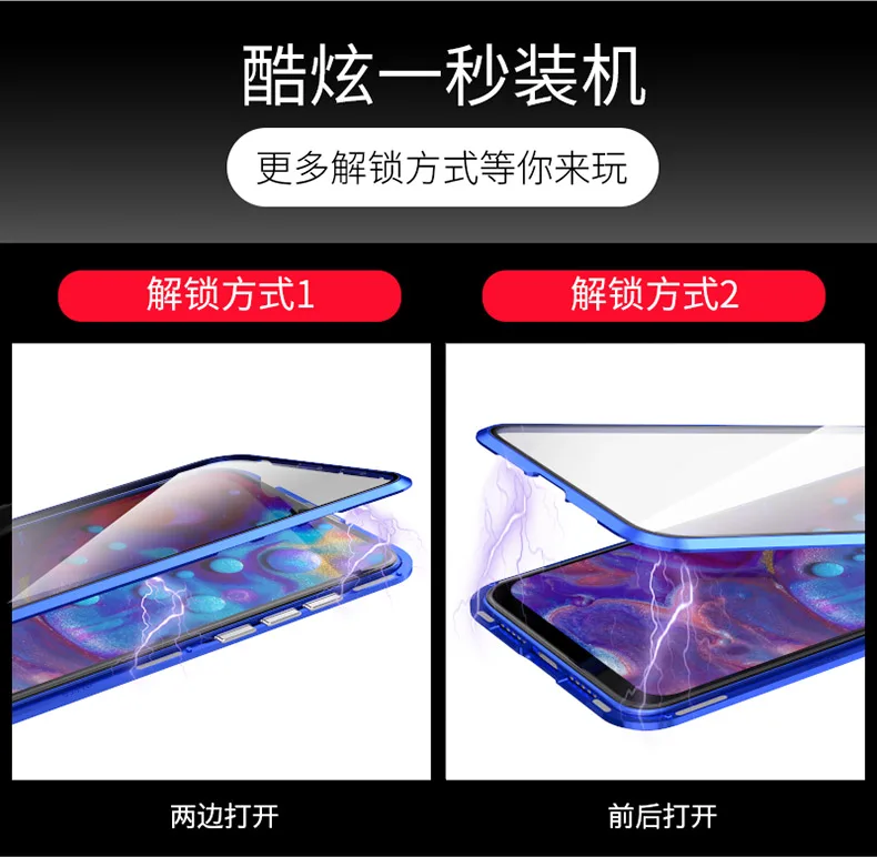 Передняя Задняя стеклянная Магнитная крышка для Xiaomi A3 Lite чехол Прозрачный Роскошный Алюминиевый металлический магнит чехол 360 полная защита