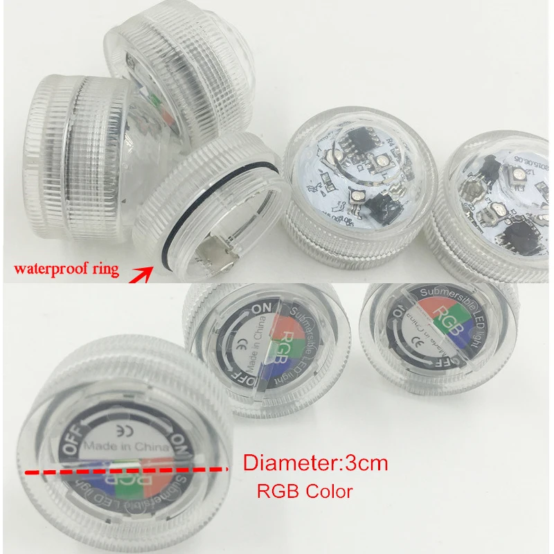 Водонепроницаемый на батарейках RGB погружной светодиодный светильник подводный