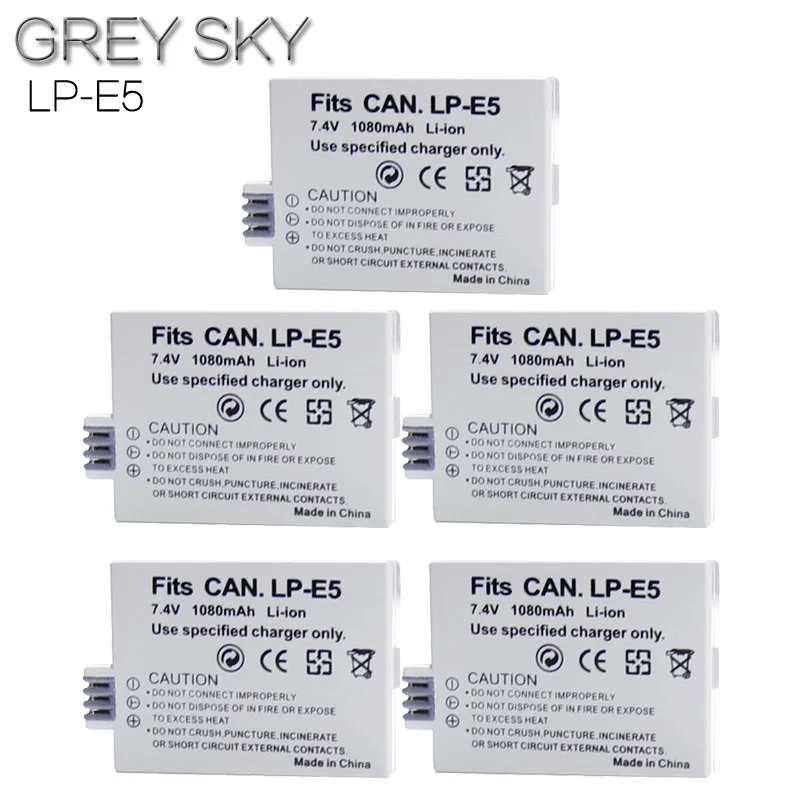 2 шт. 1080 мАч LPE5 LP-E5 LP E5 батарея+ светодиодный USB двойное зарядное устройство для Canon EOS Rebel XS, Rebel T1i, Rebel XSi, 1000D, 500D, 450D, Ki - Цвет: 5 battery