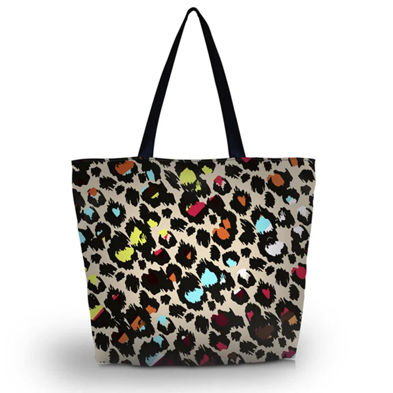 Красочные leopard дамы женская сумка шоппер Складная Zip плеча хозяйственная