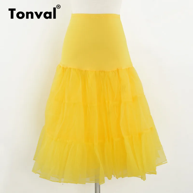 Tonval, ретро кринолиновая юбка-пачка, юбка-американка для 1950 S, винтажная рокабилли, женская вуаль, Нижняя юбка, юбки, свадебная, свадебная, Нижняя юбка - Цвет: Цвет: желтый
