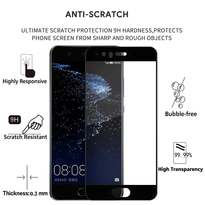 2PCS Full Cover Screen Protector Tempered Glass For Huawei P10 5.10&quot 9H Protective glass P 10 p10 VTR L09 L10 L29 Film Case | Мобильные