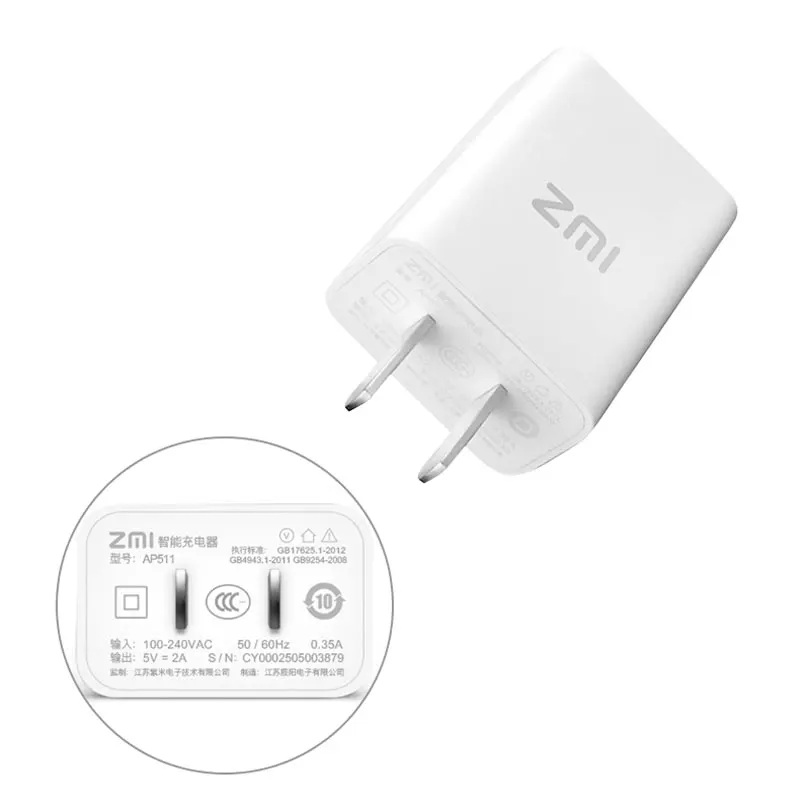 ZMI Оригинальное быстрое устройство для зарядки 5 V 2A выход складной USB зарядное с