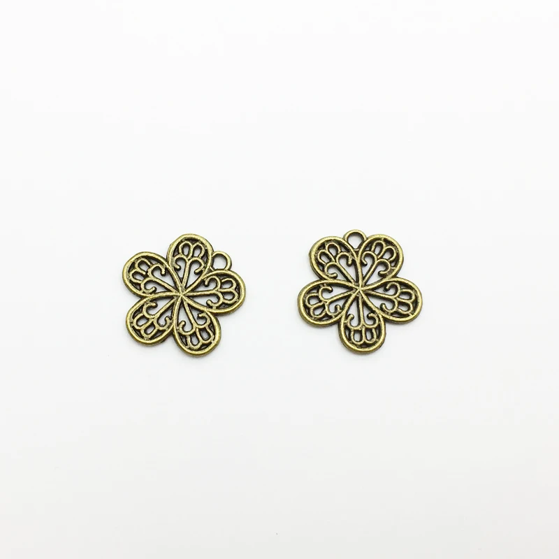 

30pcs/Lot New Arrival Charm Pendants 19mm Bronze Color Alloy Metal Flowers Charms Accessories For Jewelry DIY
