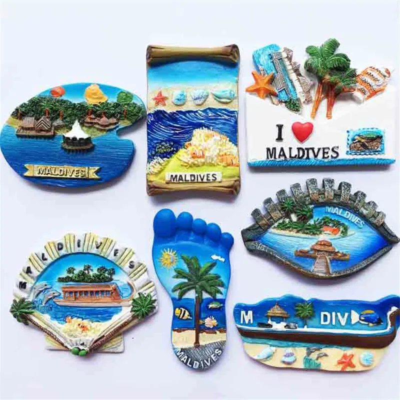 Высокое качество 7 шт Maldives Eye Feet Island Dhonis 3D магниты на холодильник мировой туризм