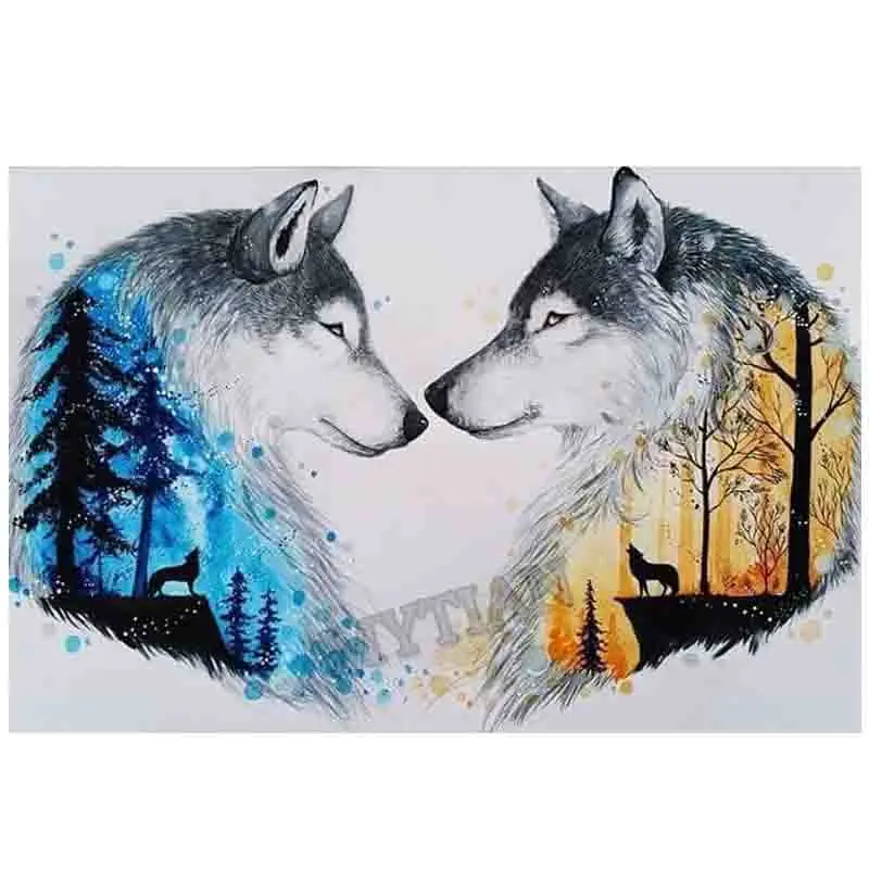 

Алмазная мозаика с волком, Набор для вышивки крестиком 5D «сделай сам», черного цвета, с рисунком в виде волка, ручная работа, декор для комнат...