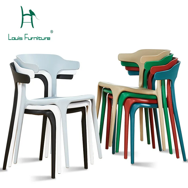 

Louis Fashion Dining Chairs Modern Simple Plastic North European Backrest Home Creative Coffee Shop Leisure