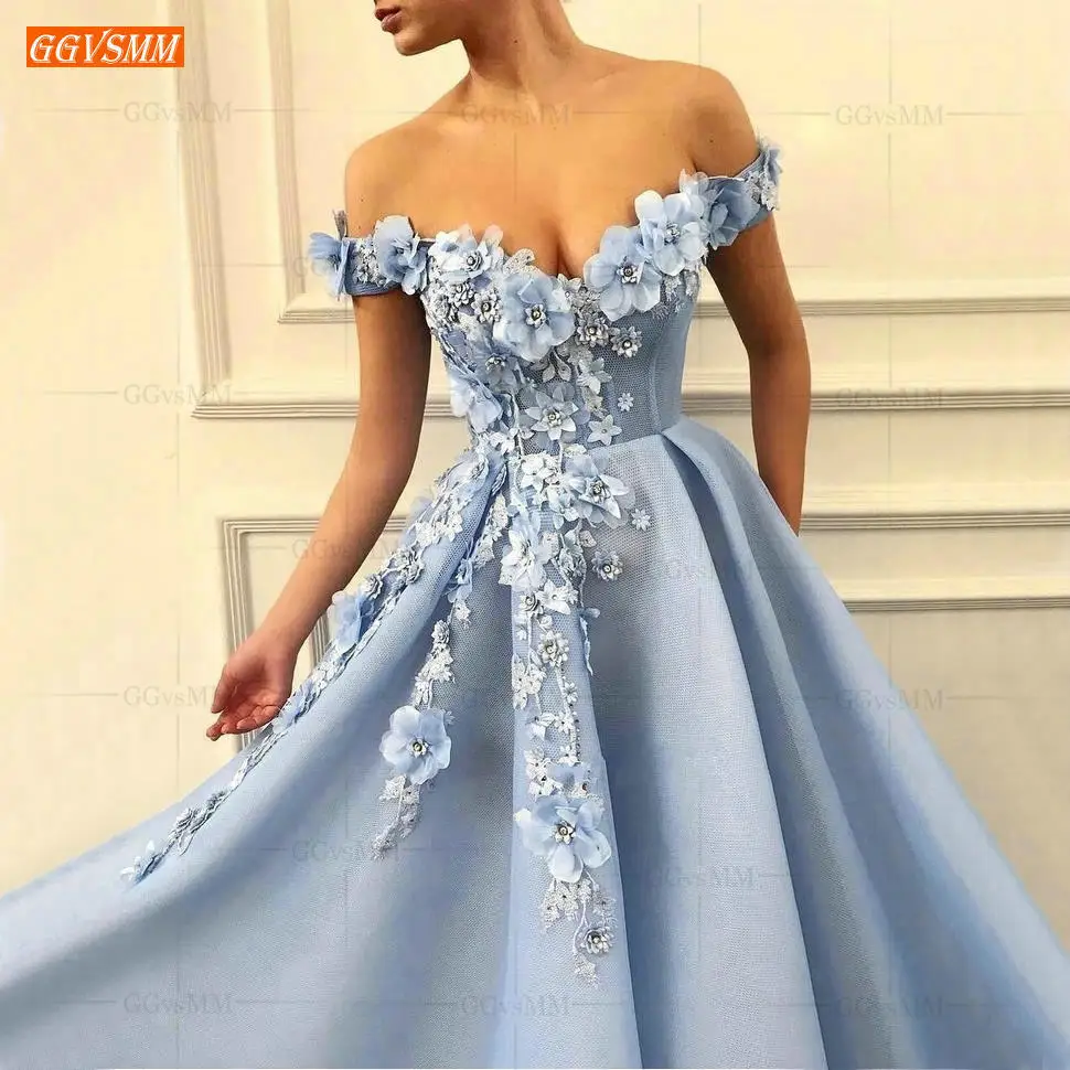 Синее длинное платье для выпускного вечера с открытыми плечами vestidos de gala Тюлевое