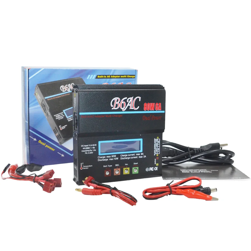 HTRC черный B6AC 80 Вт RC балансирующее зарядное устройство Dis 6A для 1-6s LiPo/LiFe/LilonNiCd/MH/Pb