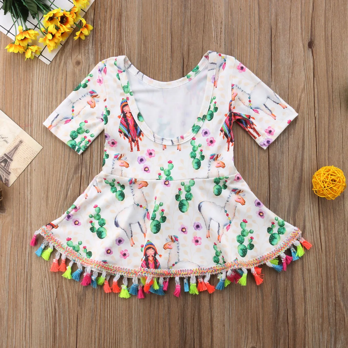 Новое модное летнее платье с милым цветочным принтом для маленьких девочек