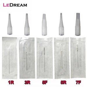 Тату-иглы 1RL 3RL 3F 5RL 5F 7F и колпачки 100 шт. для перманентного макияжа, отдепосылка, 100 шт., традиционные иглы для тату