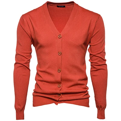 Orange UNIVOS KUNI,, мужской свитер, на пуговицах, теплый, вязаный, приталенное пальто, кардиган, Dsign, брендовый, однотонный, для мальчиков, большой размер 2XL, Q6094 - Color: Orange