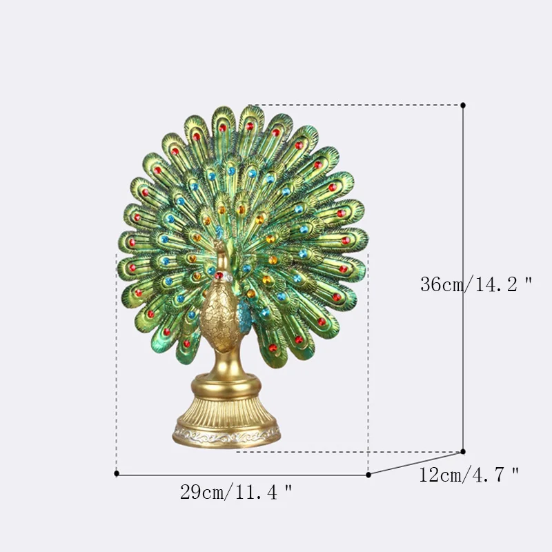 

European Resin Peacock Opening Figurines Ornaments Creative Lucky Peacock Miniature Desktop Crafts Home Decoration Wedding Gifts