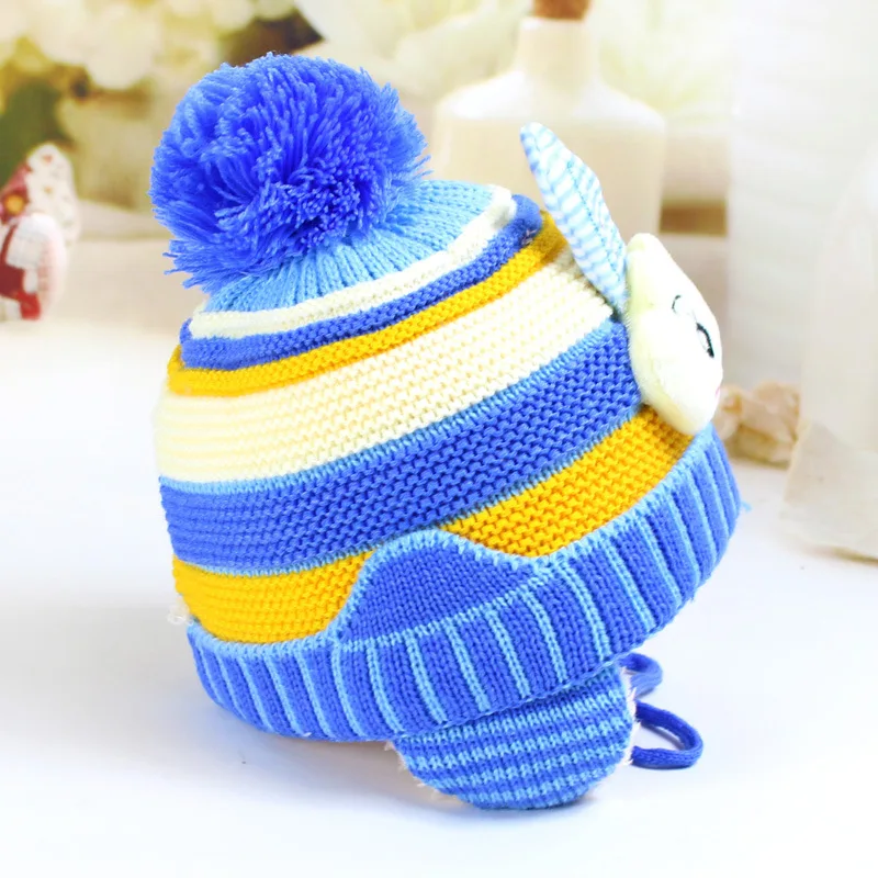 Милые детские шапки с заячьими ушками бини вязаная шапка Skullie зимние теплые для
