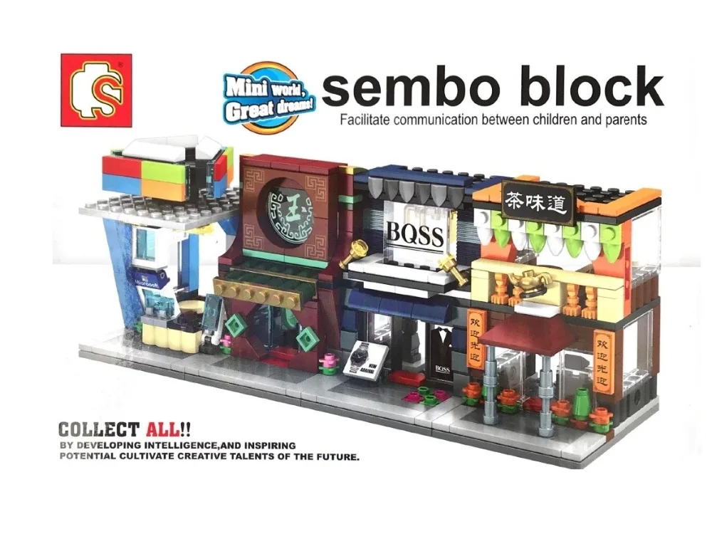 Блоки SEMBO Mini Shop DIY строительные блоки Micro street Store милые архитектурные обучающие