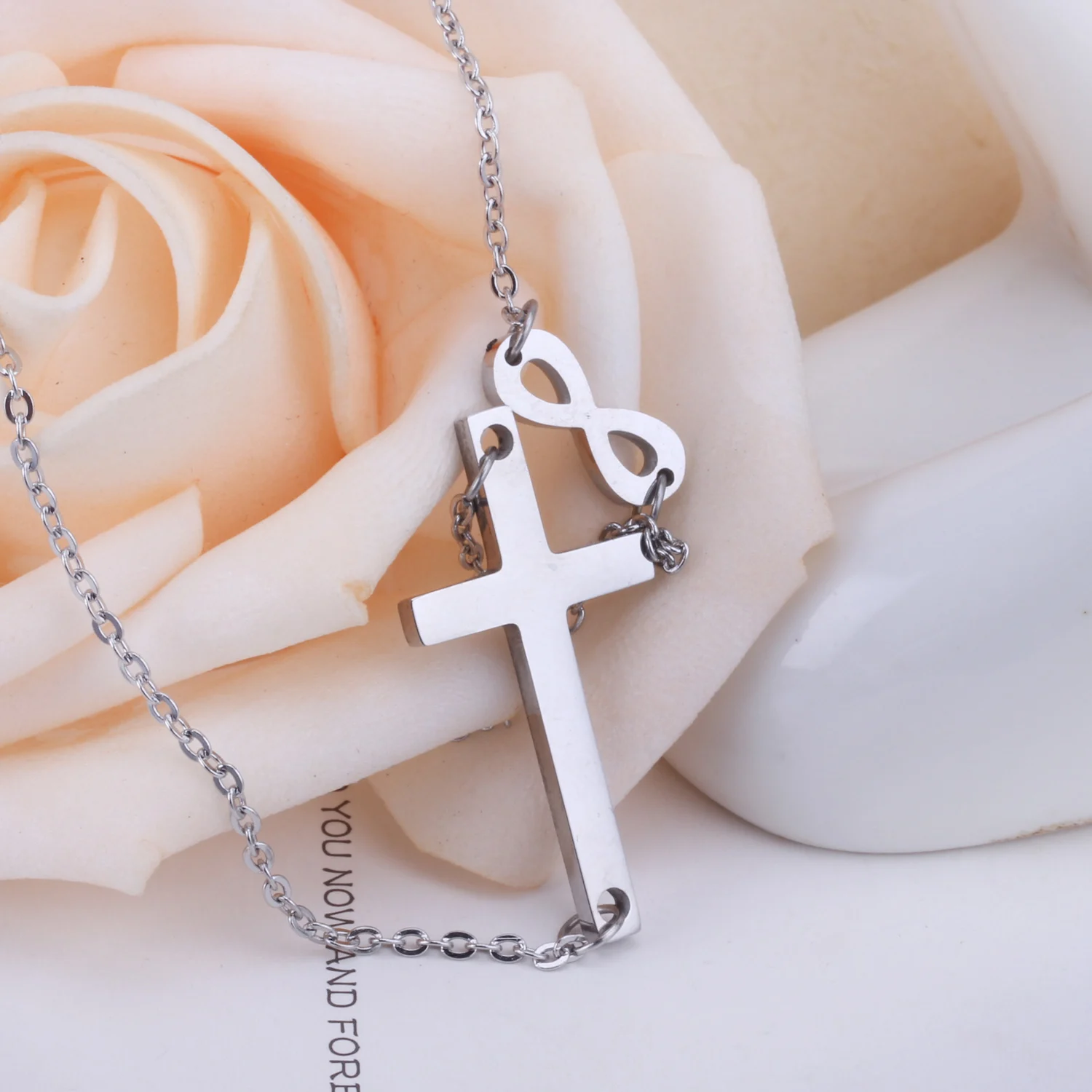 Роскошная сталь горячая бесконечность крест Длинная Золотая/серебряная цепочка