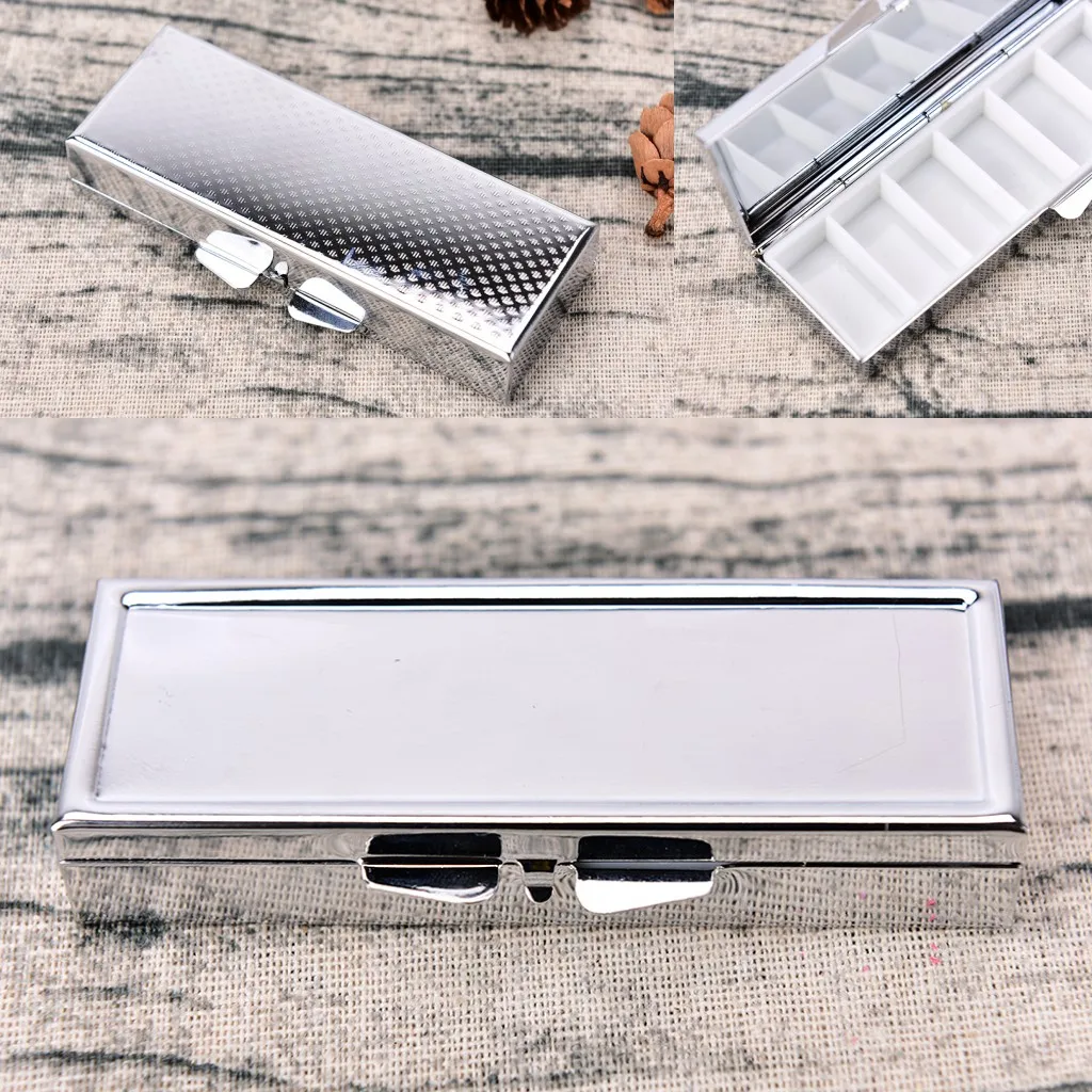 

2021 Portable Essential 6 Grid Folding Pill Case Container For Medicines Organizer Travel Pill Box Refillable Bottle 85*35*15mm