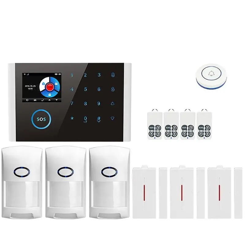Домашняя Охранная ЖК-клавиатура с сенсорной клавиатурой, wifi, GSM сигнализация, комплект датчиков - Цвет: set3