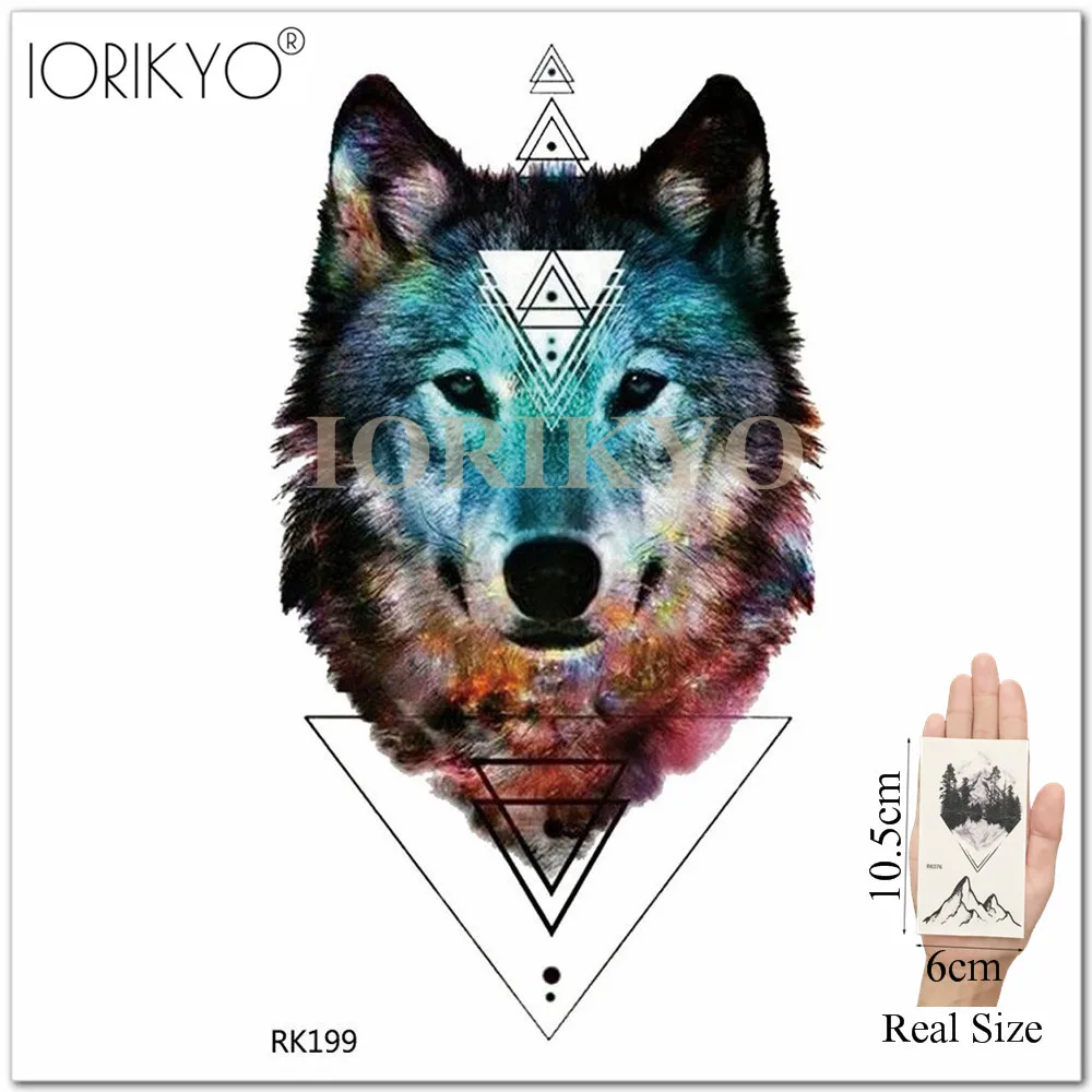

IORIKYO Women's Fashion Geometric Wolf Tattoos Sticker Women Arm Temporary Tattoo For Kids Moose Moth Waterproof Tatoos Bear