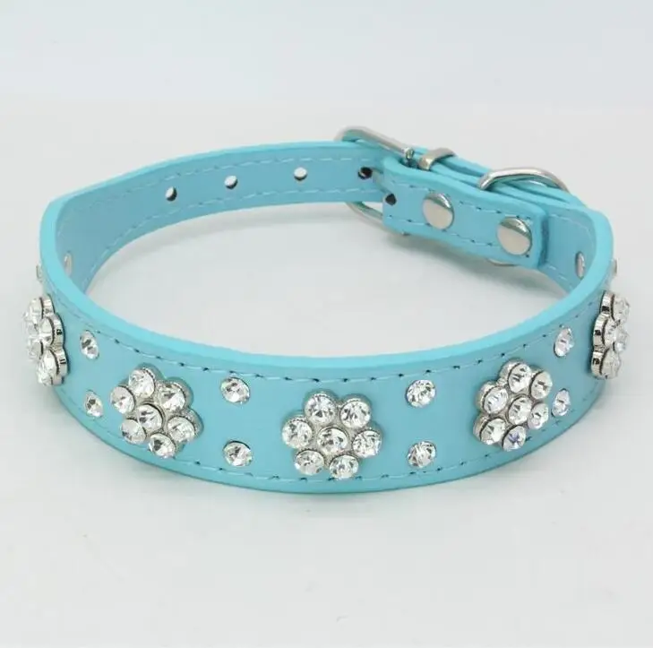 Новейший хот-дог ошейник из искусственной кожи Стразы 3 ряда Диаманте Bling Crystal Cat Puppy Pet