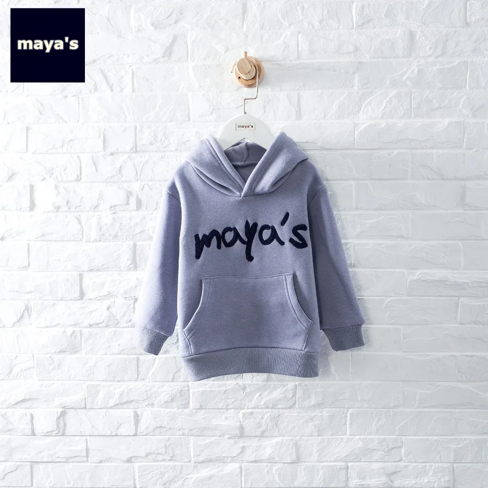 Mayas/Хлопковые утепленные мягкие зимние детские свитшоты новые осенние модные