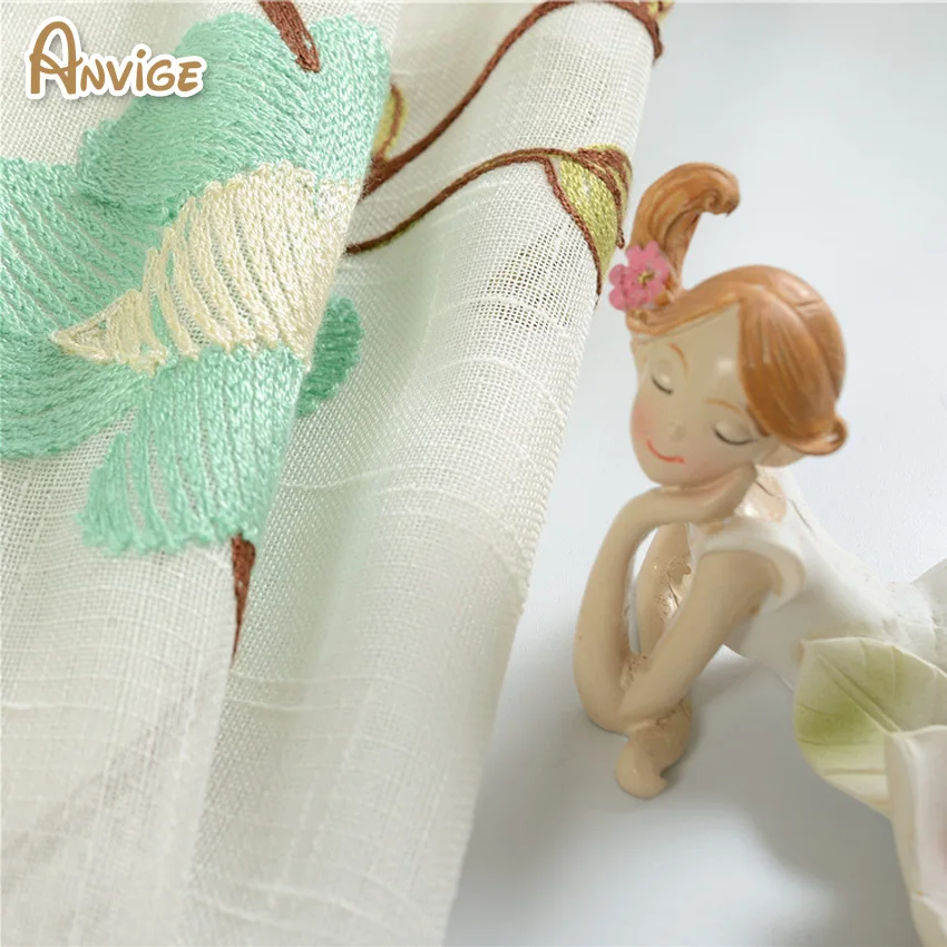 Лен/хлопок вышитые прозрачные Занавески 2 цвета Тюль окна скрининг для спальни