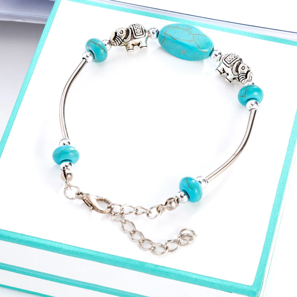 2018 новый браслет для женщин и мужчин со слоном из синего камня бусинами