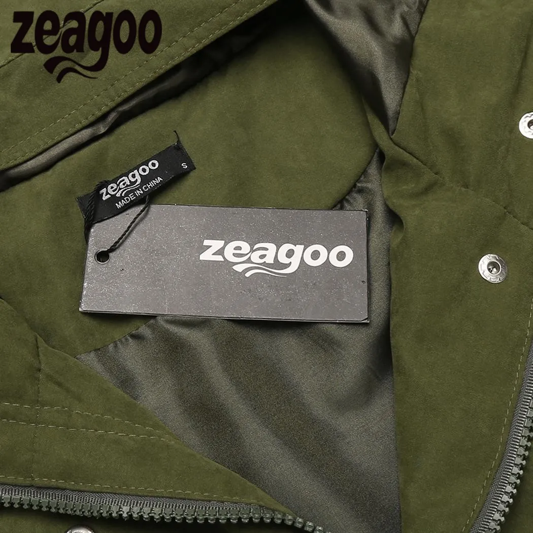 Zeagoo 2018 куртка Женская Осень Зима бомбер Пальто Повседневная на молнии однотонный