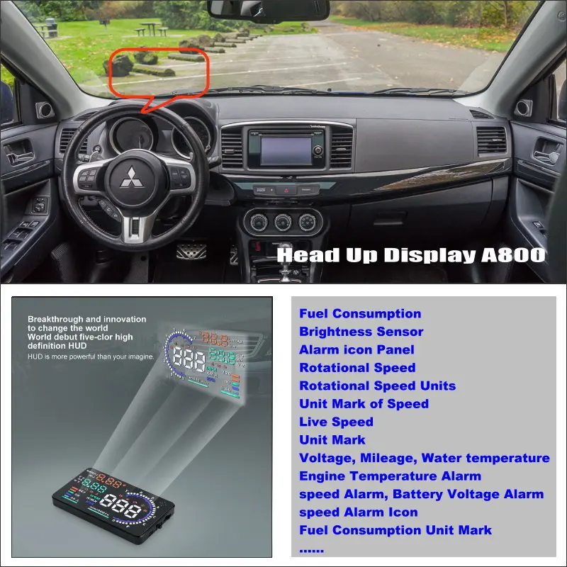 Дисплей на лобовое стекло для Mitsubishi Lancer EX Evolution Car HUD, автомобильные электронные аксессуары, экран для безопасного вождения, пленка «подключи...
