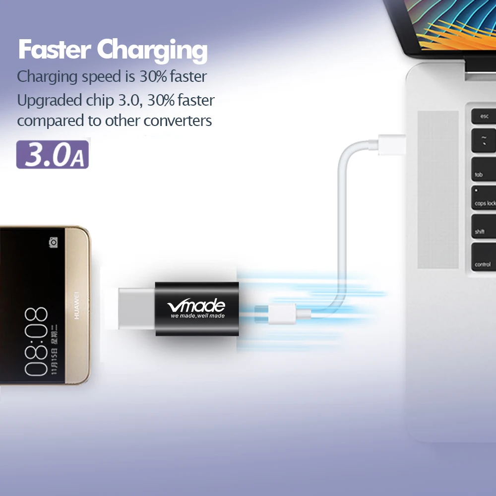 Vmade мини USB-C type-C к Micro USB конвертер для Xiaomi huawei P20 Lite Honor 10 mate 20 Pro One Plus 6 T Oneplus 5 адаптер