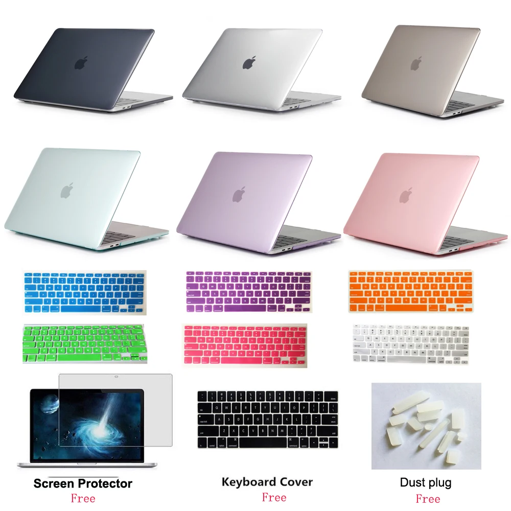 4 в 1 матовый прорезиненный жесткий чехол для нового Apple MacBook Pro 13 15 дюймов Retina