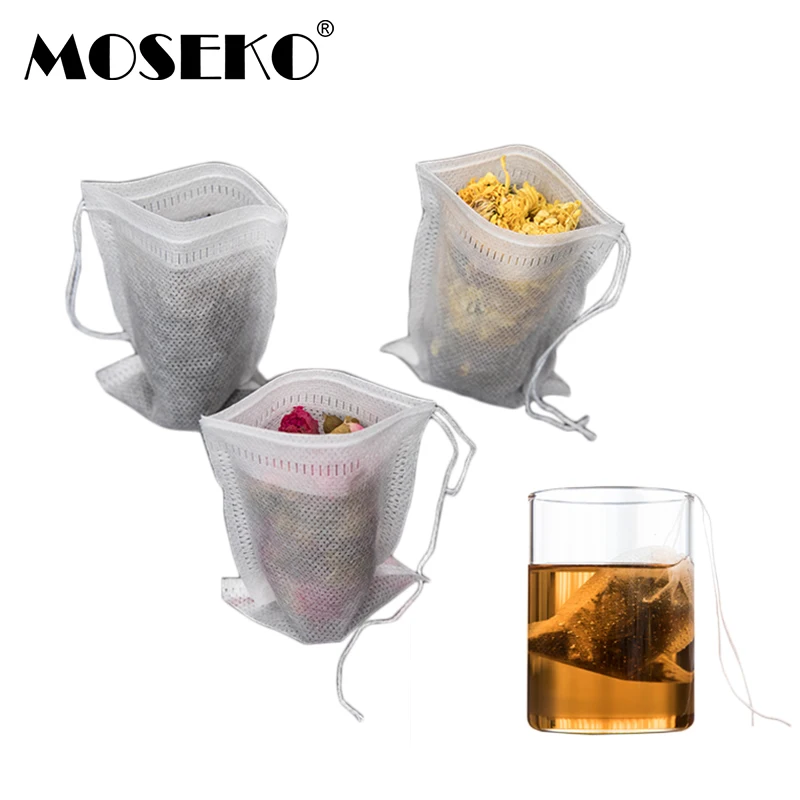 MOSEKO 100 шт./лот чайные пакеты пустой ароматизированный мешочек на шнурке 5*7 см