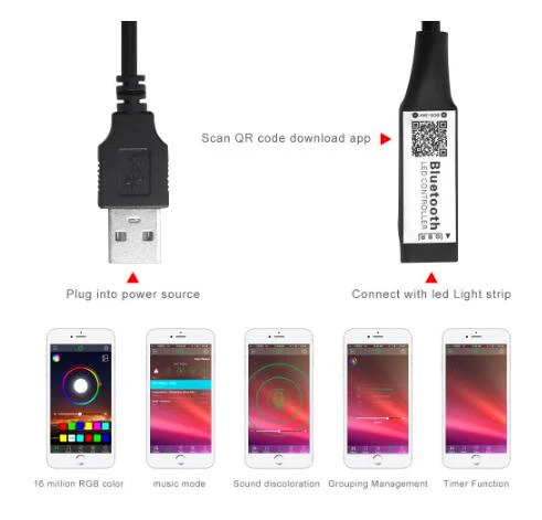 DC 5В USB Мощность мини rgb-светодиод с Bluetooth контроллер для SMD 2835 3014 3528 5050 RGB Светодиодные ленты ТВ ПК фон Подсветка